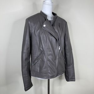 (SOLD) Bar III Grey Faux Leather Moto Jacket